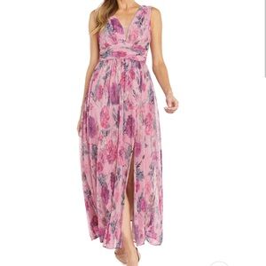 R&M Richards Pink Floral Maxi Dress